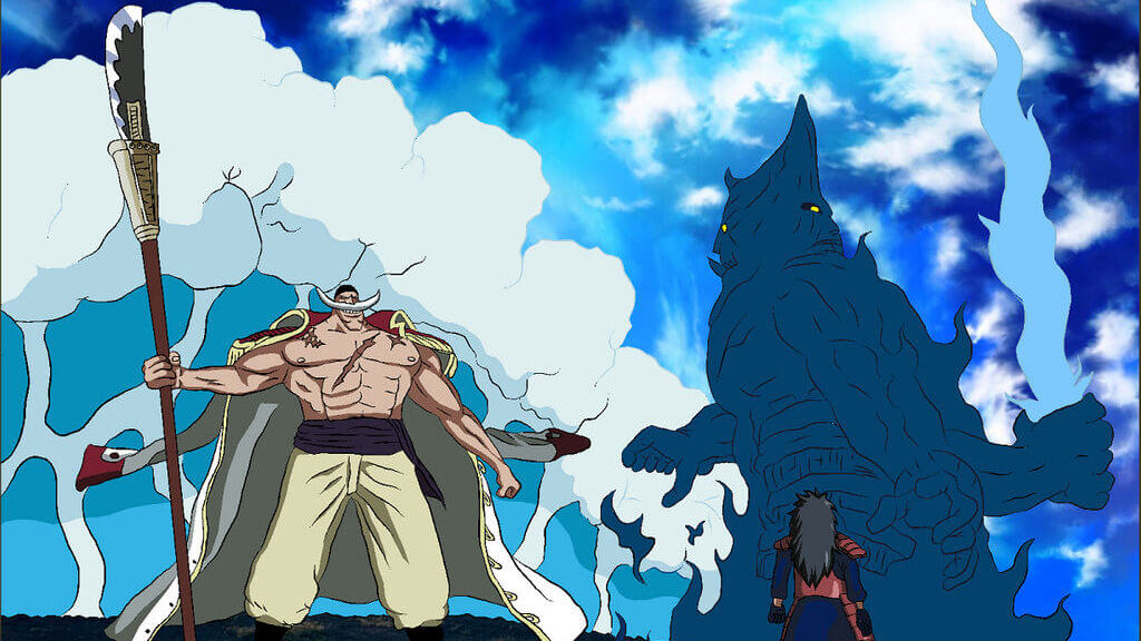 madara and white beard preparing to fight each other